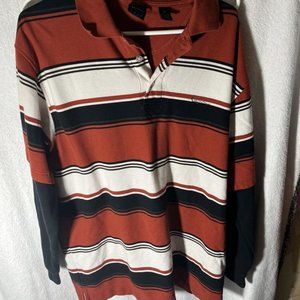 Maroon/black/white Karl Kani long sleeved polo XL